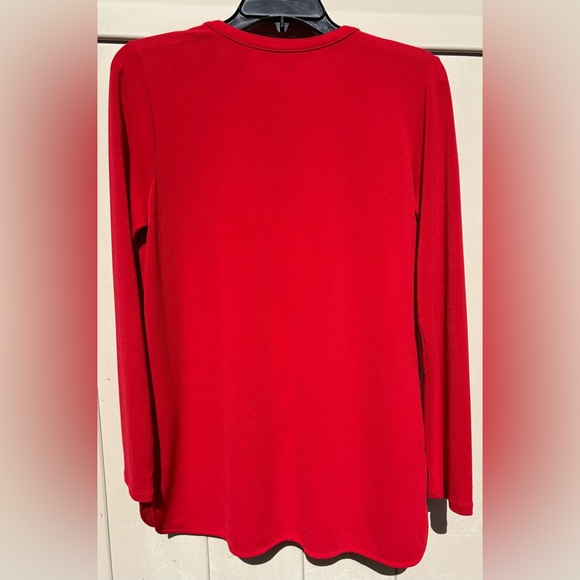 RALPH LAUREN Red Henley Blouse Womens MP Button Long Sleeve Stretch Shirt Tunic - Picture 5 of 5